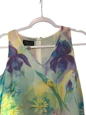 Vtg Spenser Jeremy Silk Maxi Dress Watercolor Floral Fairy Tiered Sleeveless 12